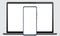 Realistic dark laptop and smartphone mock up. Template of isolated devices. Cellphone in front of a laptop for ui ux application