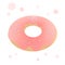 Realistic delicious donut with pink glaze. Simple donut icon isolated on white background with pink bubbles. Flat vector