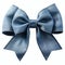 Realistic denim party gift bow decoration against a white background