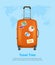 Realistic Detailed 3d Bag for Traveling Card Poster. Vector