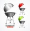 Realistic Detailed 3d Bbq or Barbecue Grill Set. Vector