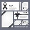 Realistic Detailed 3d Black Mourning Symbols Empty Template Mockup Card Set. Vector