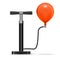 Realistic Detailed 3d Black Pump Inflates Red Balloon. Vector