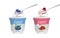 Realistic Detailed 3d Blueberry and Raspberry Taste Yogurt with Spoon Set. Vector
