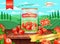 Realistic Detailed 3d Canned Cherry Tomatoes Ads Banner Concept Poster Card. Vector