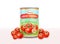 Realistic Detailed 3d Canned Cherry Tomatoes Can and Red Tomato Set. Vector