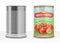 Realistic Detailed 3d Canned Cherry Tomatoes Empty Can and Label Set. Vector
