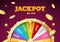 Realistic Detailed 3d Casino Fortune Wheel Jackpot Big Win Concept. Vector