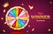 Realistic Detailed 3d Casino Fortune Wheel Jackpot Concept Banner Card Placard. Vector