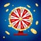 Realistic Detailed 3d Casino Fortune Wheel Winner Concept Card Background. Vector