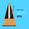 Realistic Detailed 3d Classic Mechanical Metronome Card. Vector