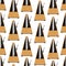 Realistic Detailed 3d Classic Mechanical Metronome Seamless Pattern Background. Vector