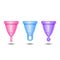 Realistic Detailed 3d Color Menstrual Cup Set. Vector