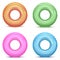 Realistic Detailed 3d Color Swim Rings In Different Patterns Set. Vector