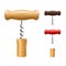 Realistic Detailed 3d Corkscrew and Cork Set. Vector