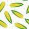 Realistic Detailed 3d Corncobs with Yellow Corns Seamless Pattern Background. Vector