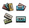Realistic Detailed 3d Different Cassette Tape Stack Set. Vector
