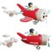 Realistic Detailed 3d Different View Pilot Toy Airplane Set. Vector