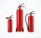 Realistic Detailed 3d Fire Extinguisher Set Vector