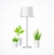Realistic Detailed 3d Floor Lamp and Plant Interior. Vector