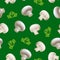 Realistic Detailed 3d Fresh Champignons Mushrooms Seamless Pattern Background. Vector