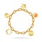 Realistic Detailed 3d Gold Chain Bracelet with Pendants. Vector