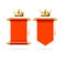 Realistic Detailed 3d Golden Crown and Red Scroll Set. Vector