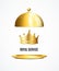 Realistic Detailed 3d Golden Crown and Royal Service Concept. Vector