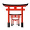 Realistic Detailed 3d Japanese Tori Gate Set. Vector