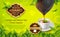 Realistic Detailed 3d Large Leaf Black Tea Pure Ceylon Ads Banner Concept Poster Card. Vector