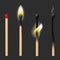 Realistic Detailed 3d Matches Flame Set. Vector