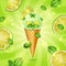 Realistic Detailed 3d Mint Lime Ice Cream Cone Concept. Vector