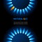 Realistic Detailed 3d Natural Gas Flame Kitchen with Blue Reflections Banner. Vector