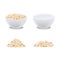 Realistic Detailed 3d Oatmeal Breakfast and White Ceramic Bowl. Vector