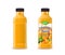 Realistic Detailed 3d Orange Juice Plastic Bottle and Empty Template Set. Vector