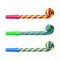 Realistic Detailed 3d Party Blower Whistles Set. Vector