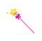 Realistic Detailed 3d Pink Magic Wand with Golden Star. Vector