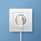 Realistic Detailed 3d Plugs inserted in Electrical Outlet. Vector