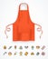 Realistic Detailed 3d Red Apron and Thin Line Icon. Vector