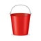 Realistic Detailed 3d Red Bucket and Handle. Vector