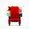 Realistic Detailed 3d Red Cinema Chair Concept. Vector