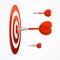 Realistic Detailed 3d Red Dartboard with Darts. Vector