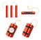 Realistic Detailed 3d Red Detonate Dynamite Bomb Set. Vector