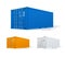 Realistic Detailed 3d Shipping Cargo Container Set. Vector