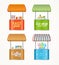 Realistic Detailed 3d Street Fast Food Market Stall Set. Vector