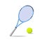 Realistic Detailed 3d Tennis Racket and Ball. Vector
