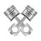 Realistic Detailed 3d Two Pistons with Rods Set. Vector