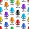 Realistic Detailed 3d Vacant Chairs Seamless Pattern Background. Vector