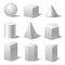 Realistic Detailed 3d White Basic Shapes Set. Vector