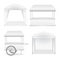 Realistic Detailed 3d White Blank Market Stall Template Mockup Set. Vector